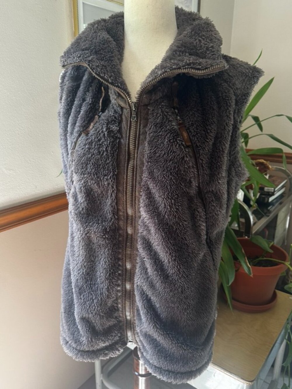 Kuhl Flight Vest, Women's XL, Brown Hooded Fleece Vest